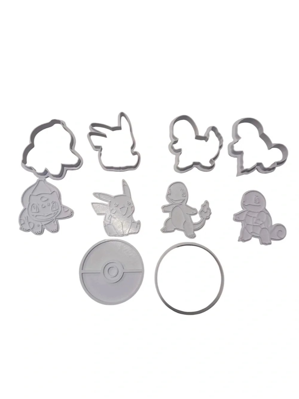 Pokemon Cookie Cutters & Stamps — 3D Printed Set (Separate Stamps & Cutters)